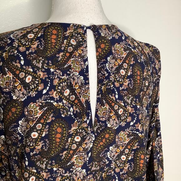 Natural Life Heidi Navy Brown Paisley Mini Dress 3/4 Sleeves Medium - Picture 7 of 9